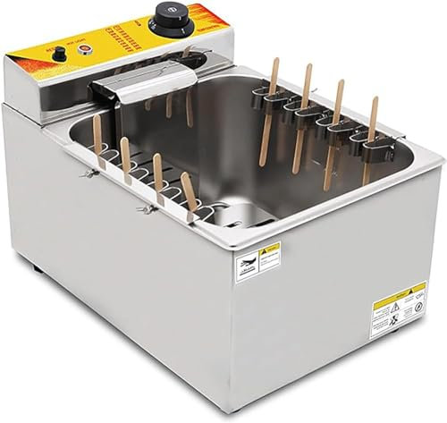 Commercial Deep Fryer, 1900W 12L Automatic Cheese Hot dog Sausage Grill Stove Sticks Fryer, 8pcs Sausage Frying Equipment Adjustable Temperature, Large Capacity Electric Deep Hot Corn Dog Fryer