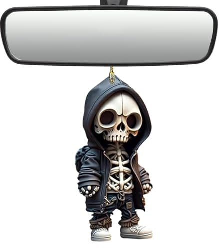 Auto Schaukel Skelett-Anhänger - Coole Totenkopf-Hängedekoration für Rückschlagspiegel, Acryl-Statue-Zubehör