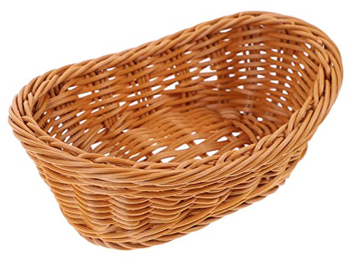 SHOWERORO Bread Basket Small Oblong Rattan Bread Baskets Storage Sundries Holder