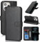 Zouzt for iPhone 13 Pro Max Wallet Case with Card Holder iPhone 12 Pro Max Case Wallet for Women Men, Magnetic Snap Premium PU Leather Flip Folio Durable Kickstand Shockproof Phone Case, Black
