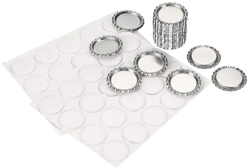 PATIKIL 40 Set Bottle Caps for Crafts, 1 Inch Double Sides Printed Craft Bottle Caps with Clear Resin Epoxy Stickers for DIY Craft Badge Making, Silver Tone