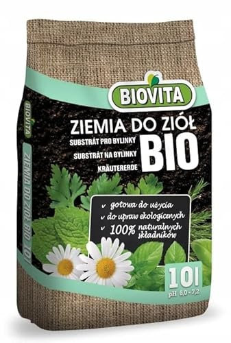 BIOVITA Bio-Kräutererde für Aromatische Kräuter, Nachhaltiges Pflanzsubstrat für Kräuter, Hochwertige Erde für Basilikum, Minze und Petersilie - 10L