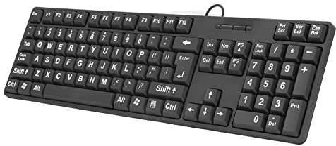SUNGOOYUE Clavier Filaire 104 Touches à Gros Caractères, Clavier USB, Clavier Filaire USB Senior pour Ordinateur Portable