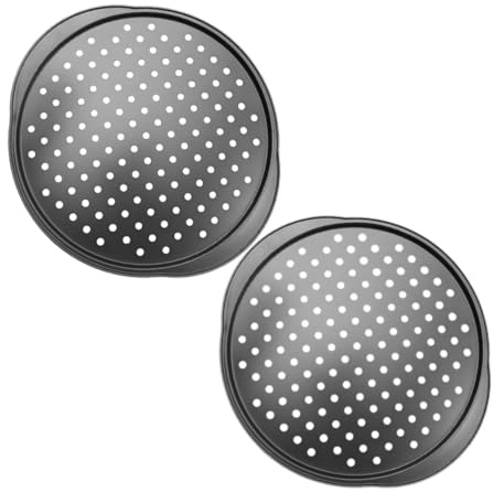 IMIKEYA 2 Bandejas Para Pizza Metálicas Antiadherentes Con Agujeros Para Hornear