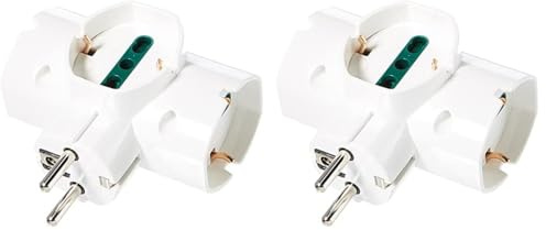 Vimar RI.00316.B Adattatore elettrico multiplo verticale, 3 prese universali con protezione bambini SICURY, spina Schuko 2P+T 16 A combinata standard tedesco e francese (Confezione da 2)