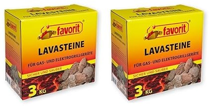 FAVORIT 2er Set Lavasteine – für Gas- und Elektrogrill (2 x 3kg Karton, Naturprodukt aus Deutschland)