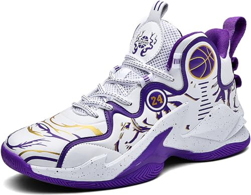 Kmrlofiy Skor med Basketboll Motglid Herrskor Antiskid Unisex Lätta Andningsbara Skor för Friluftsliv Sport Skor för Löpning Gym (Sneakers-29, 37EU)