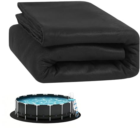 Poolunterlage Rund 370cm, Pool Unterlage Outdoor 200g/M ², Poolunterlage Rutschfeste Unterlage, Poolmatten Schutzboden Rund, Bodenschutzmatte Faltbarer für Aufstellpools & Aufblasbarer Whirlpools
