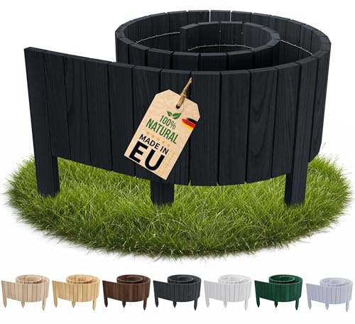 Floranica Rasenkante Flexible Beeteinfassung 10 x 200 cm Schwarz Rollborder Holz Beetumrandung Holzzaun Palisade Rollzaun