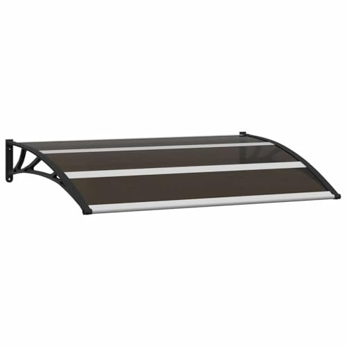 Marquesina negra de policarbonato de 120 x 75 cm con soporte de ABS y listones de aluminio, resistente a la intemperie, toldo para puertas y ventanas para casa y comercio, protección para exteriores