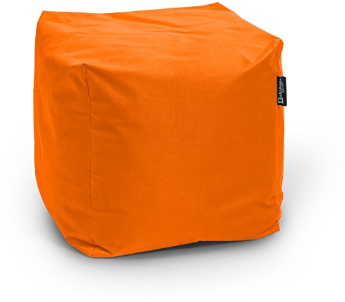 BuBiBag Sitzpouf für Outdoor Sitzsack, Fußhocker ideal für Gaming Sitzsäcke, Wetterfest, Outdoor Pouf (45x45x45cm, Orange)