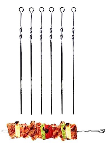 walexo Grillspieße Schaschlikspieße Schampura Fleischspieße Edelstahl 500x10x1,5mm (6 x Schaschlikspieße)