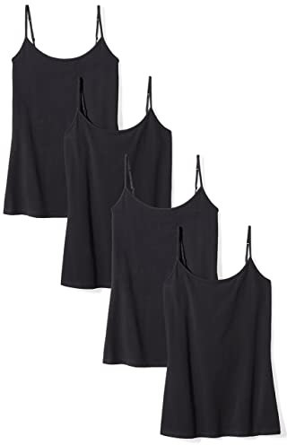 Amazon Essentials Camisola Entallada Mujer, Pack de 4, Negro, M