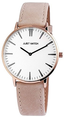 Just Watch Damen Uhr Lederarmband beige 20 cm lang Japanisches Quarzwerk Armbanduhr Geschenkidee zum Geburtstag für Frauen