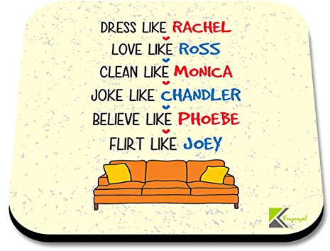 CS257 FRIENDS TV Show Rachel, Ross, Monica, Chandler, Phoebe, Joey Novelty Funny Coffee Tea Drink Gift Glossy MDF Wooden Coaster | Gifts for Women Men Best Friend Fan Birthday Present