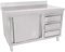 Beeketal 'BAS120-70R' Gastro Edelstahl Küchenschrank mit 3 Schubladen (rechts), 2 Rolltüren und 4 verstellbaren Standfüßen, Küchen Arbeitsplatte mit 10 cm Aufkantung - (L/B/H) ca. 1200 x 700 x 950 mm