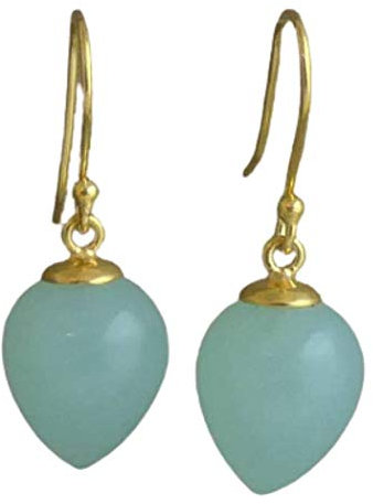 Aqua Chalcedony vergoldete 925 Silber Ohrringe - Natürlicher Edelstein - Geburtstagsgeschenk - Weihnachtsgeschenk - Handgefertigte Geschenkideen für Frauen