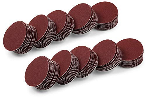 SPEEDWOX Discos de lijado de gancho y bucle, 100 unidades, papel de lija de grano 320 de 1 pulgada para amoladora de taladro de madera, herramientas giratorias, sin agujero