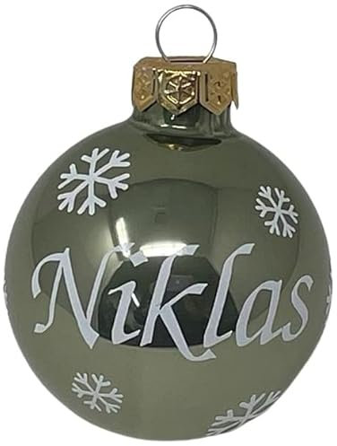 Weihnachtskugel mit Name aus Glas 6cm Wunschtext Grün Glänzend Personalisierte Christbaumkugel