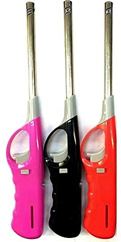 AD ENTERPRISES Pack of 3 Refillable Safety Gas Candle Bbq Fire Lighter, Electric Refillable Long Reach Lighter for Gas Fire, Home, Kitchen, Bbq, Camping, Gift
