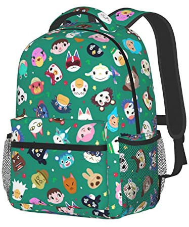 Koerlam Cute Animal Pattern Laptop Backpack Girls Boys Bookbag Fashion Casual Travel Bag Preschool Large Daypack For With Chest Strap Multi-Pocket One Size Green