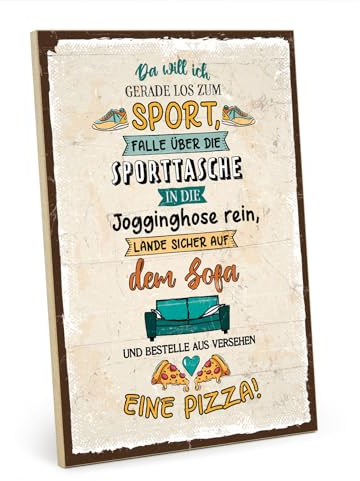 TypeStoff Holzschild mit Spruch – Sport – im Vintage-Look mit Zitat als Geschenk und Dekoration zum Thema Lustig - HS-01233