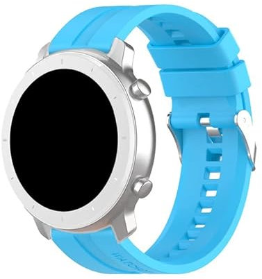 COOL SMARTPHONES & TABLETS ACCESSORIES Cinturino universale 22 mm Amazfit GTR/Stratos/Huawei/Samsung/Elite/Sunset Gomma Celeste, Standard