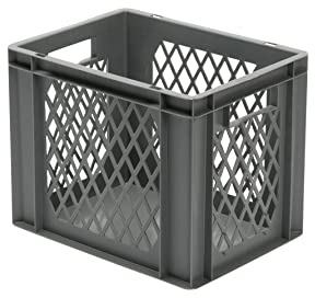 LA-KA-PE der ROLLENDE SHOP - Euro-Stapelbehälter 400x300x320 mm durchbrochen grau