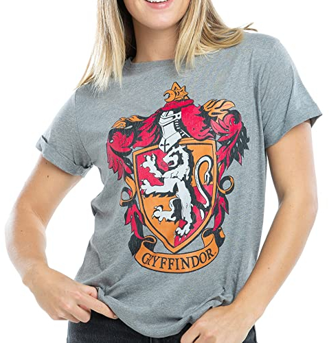 Cotton Soul Harry Potter Gryffindor Damen-T-Shirt, Graphit Heather, Graphit Heather, Small
