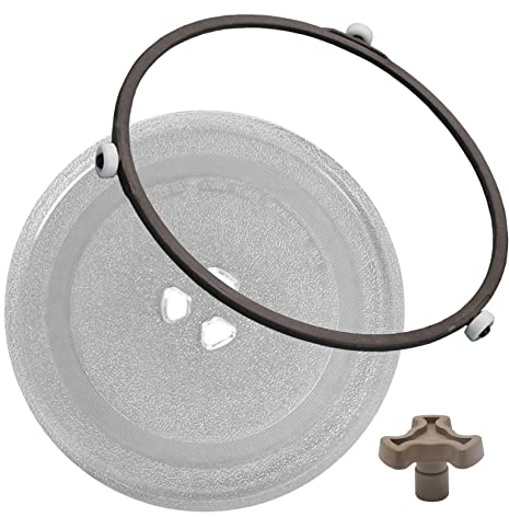WORDFUN 27cm 31.5cm Piatto di Vetro Girevole per Microonde, Piatto Microonde Girevole in Vetro, Supporto Girevole per Microonde, Piatto Universale in Vetro, con 3 Fissaggi