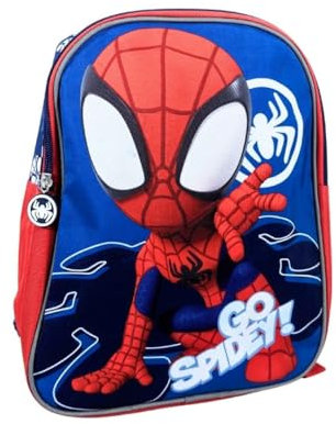 mybagstory Spidey - Mochila para niños, diseño de araña, color azul, para niños, escuela, guardería, primaria, mochila para niños, talla 30,5 cm, tirantes ajustables - idea de regalo, azul, 30.5 cm