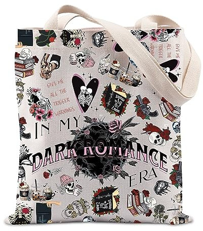JTOUK In My Dark Romance Era Tote Bag Dark Romance Reader Gift Smut Gift Bookish Gift for Men Women, Romance Era Tote Eu, 13.78 inch x 14.96 inch, Large