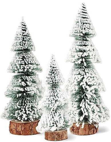 3pcs Mini Christmas Tree 15/20/25cm White Frosted Artificial Christmas Trees Christmas Table Decorations Xmas Shelf Tabletop Decor 3 Sizes (C)