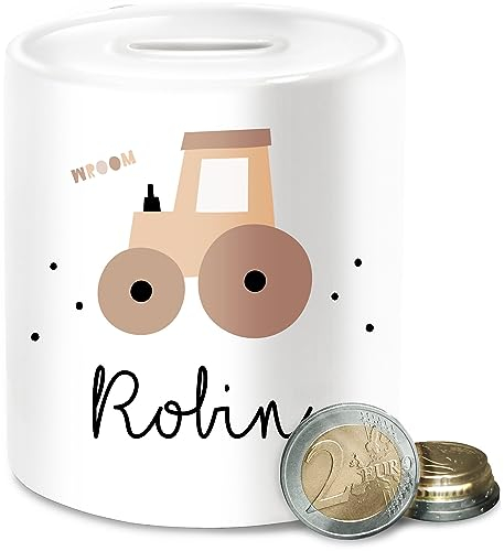 Spardose - Süßer Traktor Trecker Schlepper Bulldog - Unisize - Weiß - Geschenke für traktorfans Traktoren spardosen kindersparbüchse Landwirtschaft Keramik sparbüchse Bauer kinderspardosen