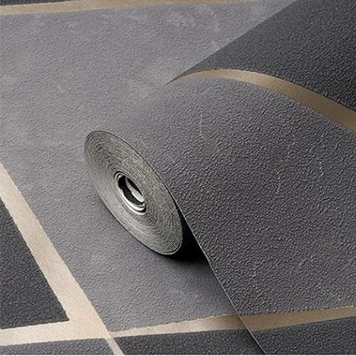 3D Dreidimensionale Geometrische Muster Tapete Vlies Nicht Selbstklebend Wohnzimmer Schlafzimmer Sofa TV Hintergrund Tapeten (Dunkel Schwarz Grau)