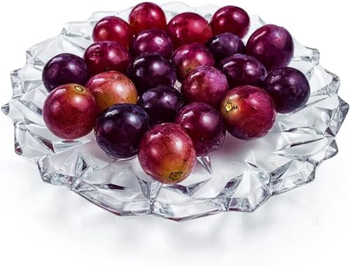 JUGALIADC Corbeille Fruit- Bol Peu Profond Lotus en Verre De Cristal, pour La Maison, Bonbons Transparents, Fruits Secs, Visage Coupé, Décoration De Table Panier Fruit