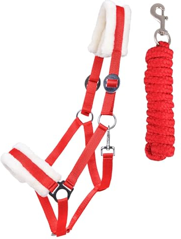 ARBO-INOX Halfter-Set Starter mit Kunstfell Halfter und Führstrick (Mini Shetty, Rot)