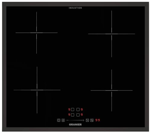Oranier Induktionskochfeld 60 cm KFI360 Slider Bedienung & 4 Kochzonen autark - quadratisches Glaskeramikkochfeld mit schwarzem Kochfeldrahmen