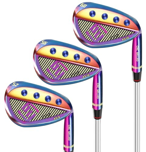 Yamato Full Face Golf Wedge Set or Individual Golf Wedges 50/52/54/56/58/60 Forged Golf Gap Wedge Sand Wedge Lob Wedge Golf Clubs Milled (Stainless Steel, Rainbow 52 56 60 Degree Set, Regular, Right)