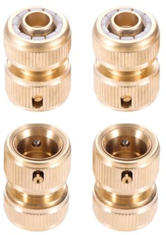 Hicello 4PACK Brass Garden Hose End Quick Connectors for 1/2-inch Graden Hose Pipe, Garden Pipe Faucet Adapter for Home Watering, Gardening