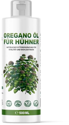 DKT-Natura | 500ml Oregano ÖL mit 80% Carvacrol | Hochdosiert | Für Hühner | Vogelgrippe Vorsorge | die Verdauung & Darmflora | Hilfe bei Parasitenbefall | Ergänzungsfutter Hühner, Tauben, Wachteln