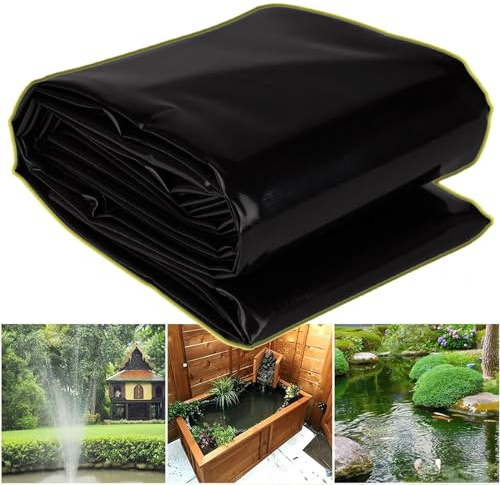 Dtyubfg Pond Liner 3 x 9 m 4 x 6 m 7 x 8 m 10 x 15 m Black HDPE Pond Liners Waterproof Sealing Film Pond Membrane Swimming Pond Film Garden Pond Tarpaulin for Water, Garden, Streams