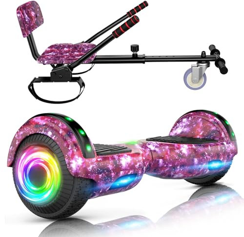 SISIGAD Hoverboards avec Hoverkart,Overboard avec Hoverkart pour Enfant, Hoverboards avec Musique bluetooth et Lumières LED
