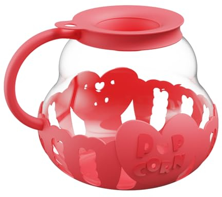 Popcorn Maker, Microwave Popcorn Popper, Glass Popcorn Maker with Handles & Multifunctional Silicone Lid, Microwave Popcorn Maker for Family, Made Without BPA, Dishwasher Safe