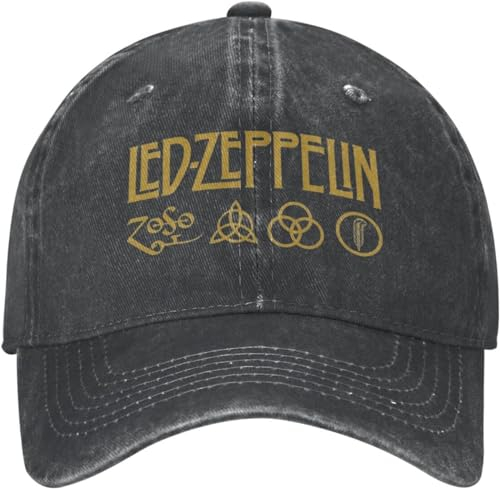BDJYHACP Baseballkappe Snapback Sonnenhut lässiges Band Baseballkappe Distressed Denim Beanie Snapback Heavy Metal Led Zeppelins Outdoor-Aktivitäten Geburtstagsgeschenk für Männer und Frauen