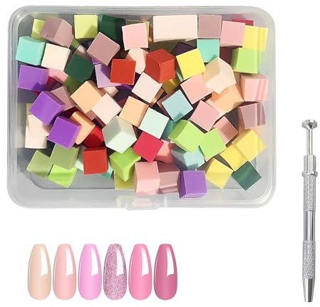 200 Stück Nail Art Schwamm, Bunt Nagelschwämme Sponge Nagel Pinsel Sponge Brush Applikator Nagelkunst Rendering Werkzeuge mit Greifer für DIY Nageldesign Nägel Zubehör