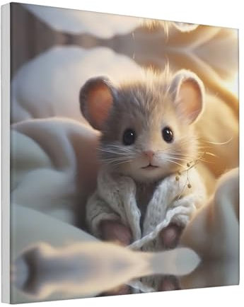 POEZJZW Leinwand-Poster, Motiv: Nerdy Mouse Boy, moderne Dekoration, Bilder für Wohnzimmer, Schlafzimmer, Büro, ungerahmt, 30,5 x 30,5 cm