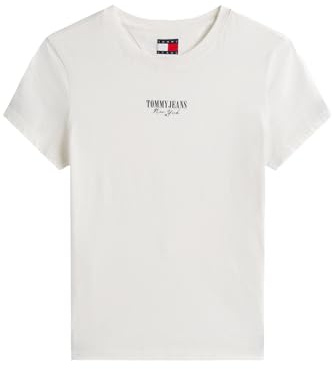 Tommy Jeans Damen Tjw Slim Essential Logo2 Tee EXT Dw0dw20913 S/S T-Shirt, White (Ecru), XL EU