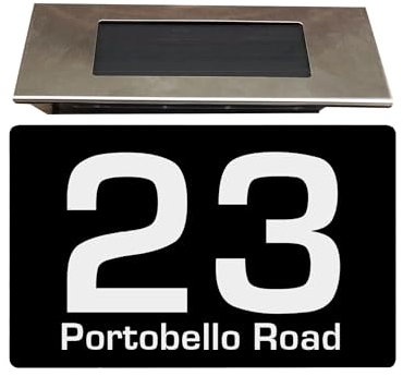 Housics Personalised Solar House Sign LED Door Plaque, Black 200x130mm