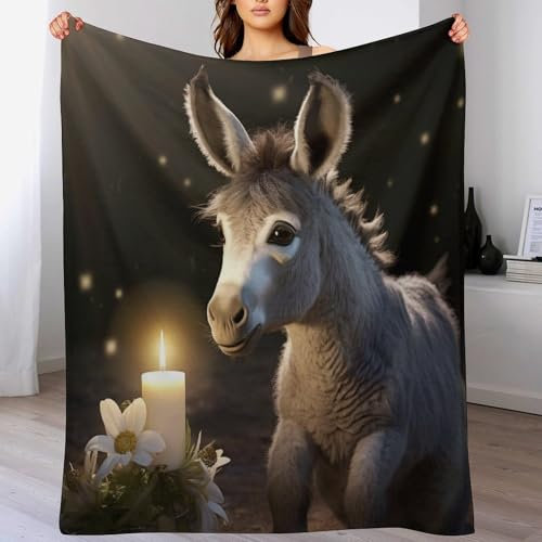Esel Flannel Fleece Wohndecken Kuscheldecken, Superweiche, Flauschige, Warme Mikrofaser Decke Für Schlafcouch, （130×150cm）